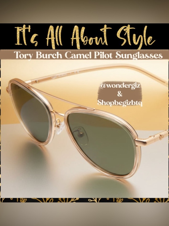 NWT Authentic Eleanor Pilot Sunglasses Women TY6089 Camel 57mm Gold main image 4